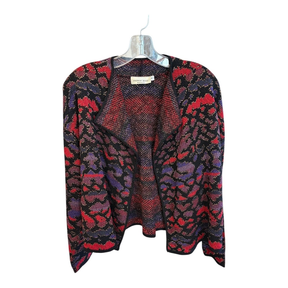 French Rags (Brenda French) Open Front Knit Cardigan Metallic Size M - Picture 2 of 5